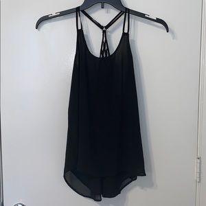 Net back chiffon overlay tank top